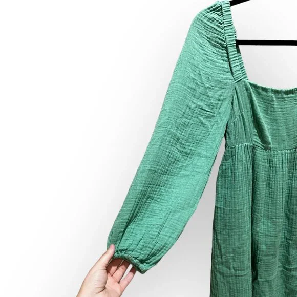 J. Crew Squareneck Soft Gauze Mini Dress Puff Sleeve Longsleeve - Picture 4 of 6